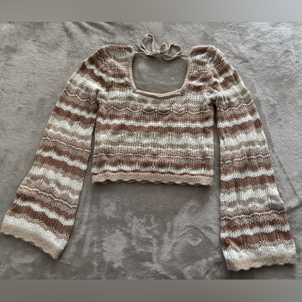 Hollister Crocheted Cropped Sweater